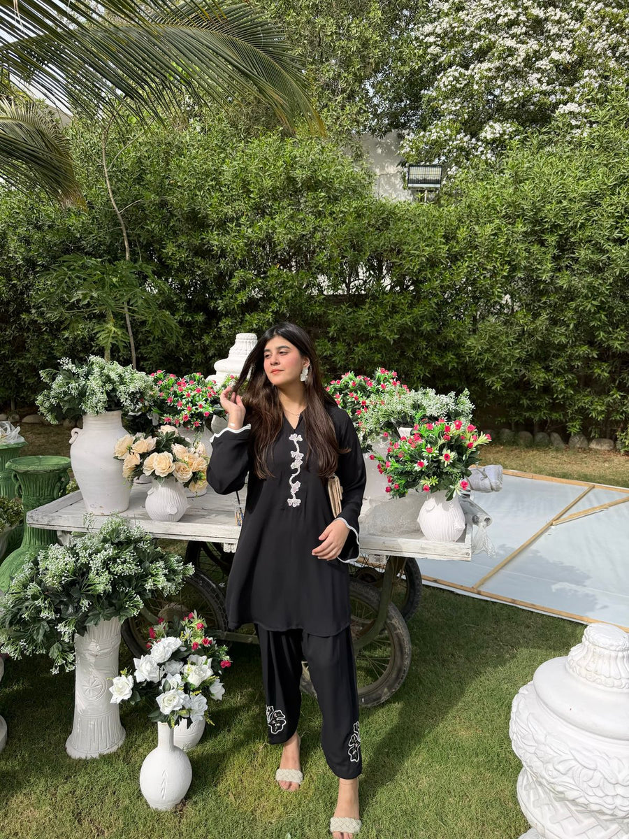 Black Forever - 2PC Georgette Dress